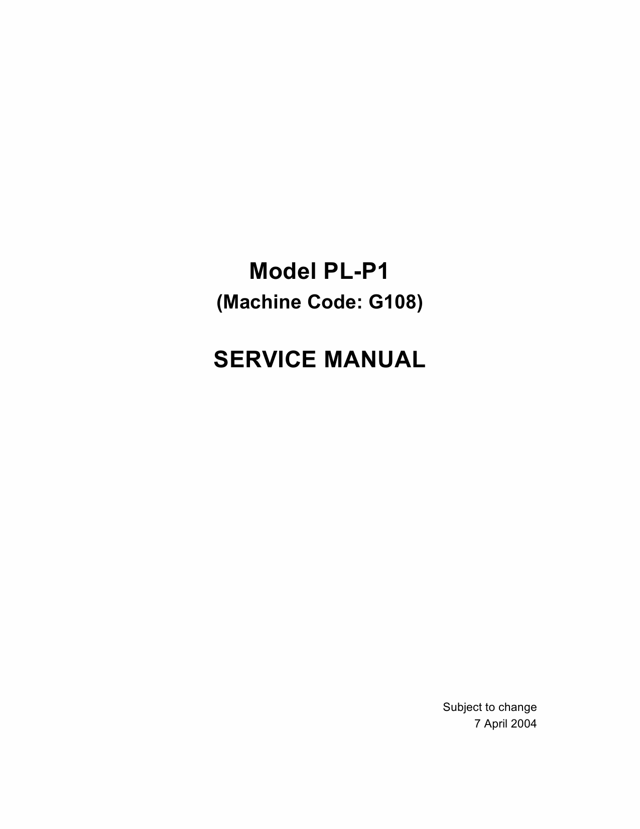 RICOH Aficio CL-1000 G108 Parts Service Manual-1